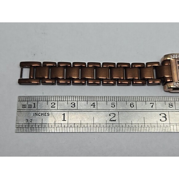 Gruen II Womens Rose Gold Rectangular Watch Crystal Bezel Brown Dial New Battery - Picture 7 of 10